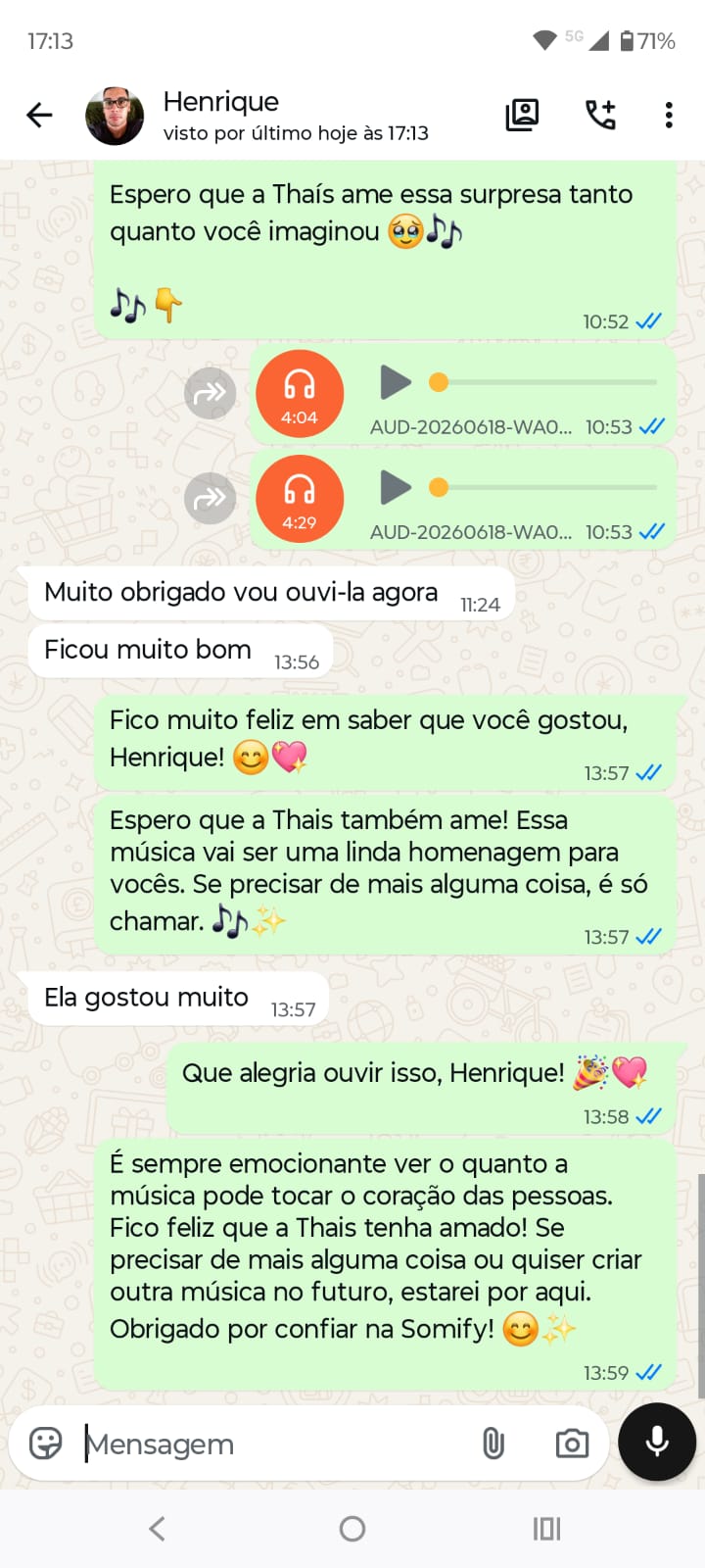 Conversa de agradecimento - Henrique